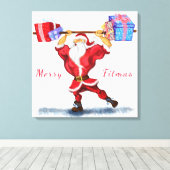 kerstschilderwerk — cadeaubon — Santa Fun Canvas Afdruk (Insitu (Houten vloer))