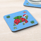 kerstschildpad bier onderzetter (Linkerzijde)