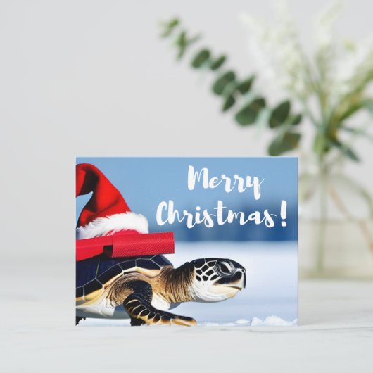 kerstschildpad briefkaart (Staand voorkant)