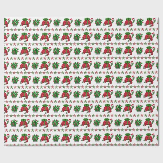 kerstschildpad cadeaupapier (Vlak)