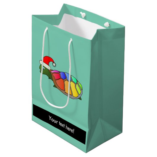 kerstschildpad cartoon medium cadeauzakje (Voorkant Gekanteld)