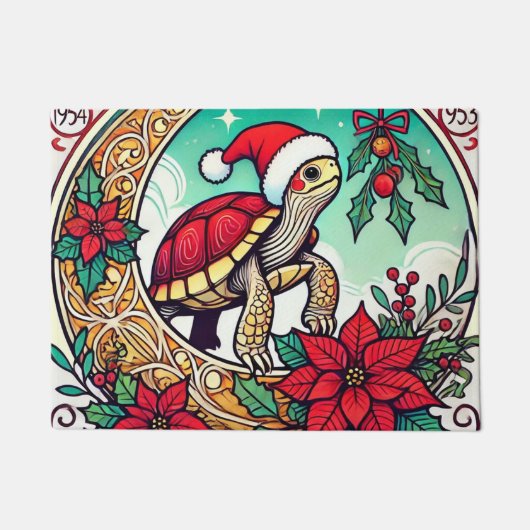 kerstschildpad deurmat (Voorkant)
