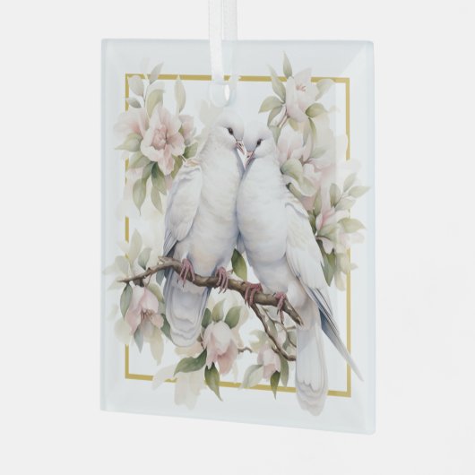 Kerstschildpad duiven in Pear Tree Glass Ornament (Voorkant links)