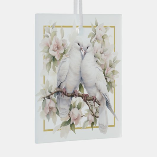 Kerstschildpad duiven in Pear Tree Glass Ornament (Voorkant Rechts)