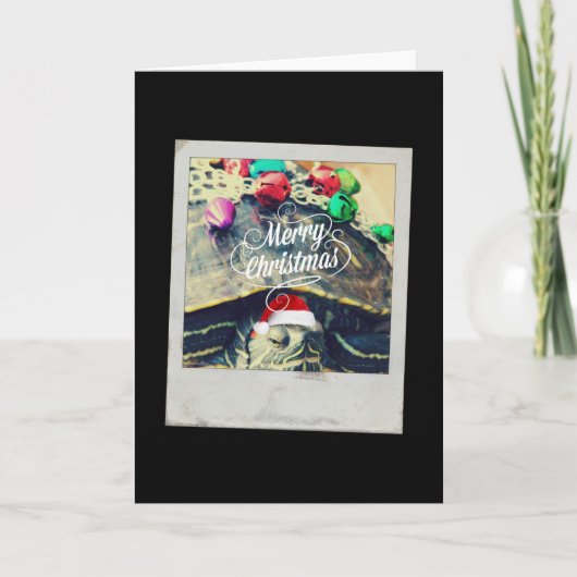 Kerstschildpad Faux Grunge  Fotografie Feestdagen Kaart (Voorkant)
