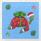 kerstschildpad glazen onderzetter (Voorkant)