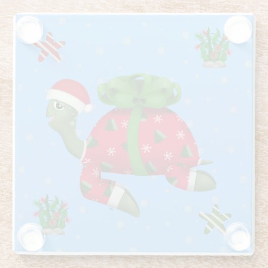 kerstschildpad glazen onderzetter (Achterkant)