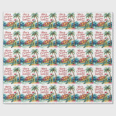 Kerstschildpad in het paradijs cadeaupapier (Vlak)