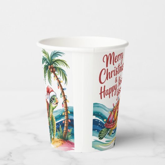 Kerstschildpad in het paradijs papieren bekers (Rechts)