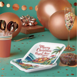 Kerstschildpad in het paradijs papieren bordje