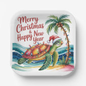 Kerstschildpad in het paradijs papieren bordje (Voorkant)
