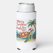 Kerstschildpad in het paradijs seltzer blikjeskoeler (Seltzer Achterkant)