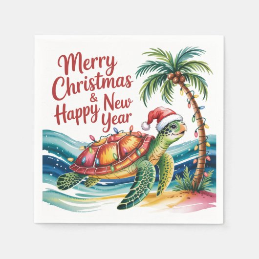 Kerstschildpad in het paradijs servet (Voorkant)