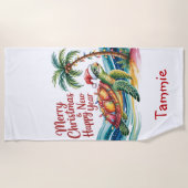 Kerstschildpad in het paradijs strandlaken (Voorkant)