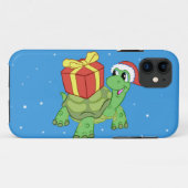 kerstschildpad met cadeau Case-Mate iPhone case (Achterkant (horizontaal))