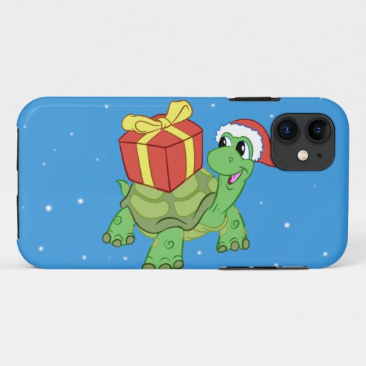 kerstschildpad met cadeau Case-Mate iPhone case (Achterkant (horizontaal))