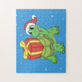 kerstschildpad met cadeau legpuzzel (Verticaal)