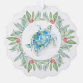 Kerstschildpad met doorsnee Zee Ornament Kaart (Voorkant)