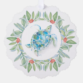 Kerstschildpad met doorsnee Zee Ornament Kaart