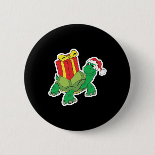 kerstschildpad ronde button 5,7 cm