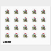 kerstschildpad ronde sticker (Vel)