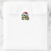 kerstschildpad ronde sticker (Tas)
