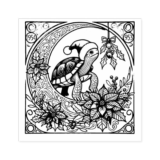 kerstschildpad rubberstempel (Afrduk)