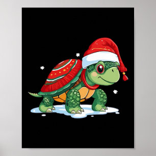 Kerstschildpad Santa Zee Turtle Beach Lover Ocea Poster