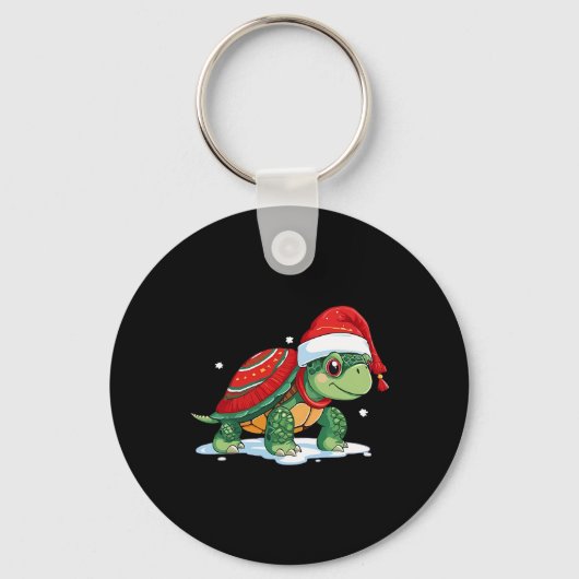 Kerstschildpad Santa Zee Turtle Beach Lover Ocea Sleutelhanger (Voorkant)