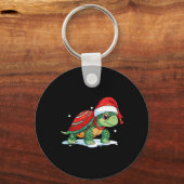 Kerstschildpad Santa Zee Turtle Beach Lover Ocea Sleutelhanger (Voorkant)