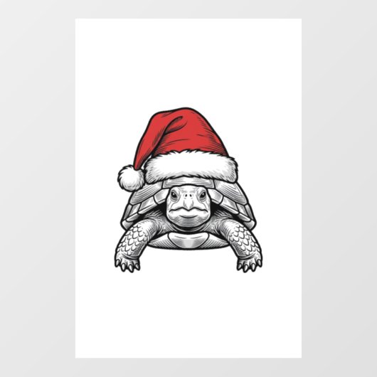 Kerstschildpad Sinterklaashoed Vintage Gravure Ont Raamsticker (Vel)
