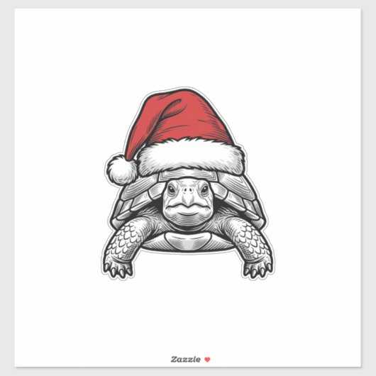 Kerstschildpad Sinterklaashoed Vintage Gravure Ont Sticker (Vel)