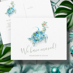 Kerstschildpad voor de kust - Zee - aankondiging Briefkaart