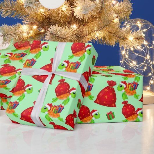 kerstschildpad voor zeeen cadeaupapier (Feestdagen)