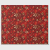kerstschilfers met rode en gouden sneeuwvlokken cadeaupapier (Vlak)