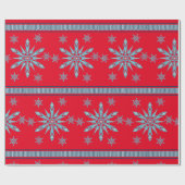 Kerstschilfers Rood met snowflakes Cadeaupapier (Vlak)
