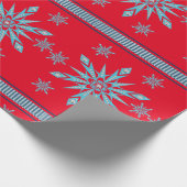 Kerstschilfers Rood met snowflakes Cadeaupapier (Hoek)
