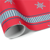 Kerstschilfers Rood met snowflakes Cadeaupapier (Rol Hoek)