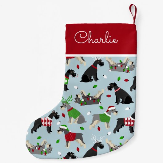 KerstSchnauzer - Aangepaste naam Kleine Kerstsok (Achterkant)