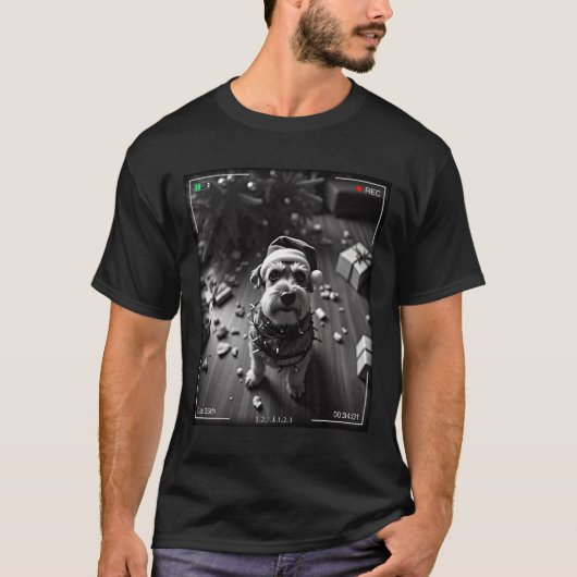 Kerstschnauzer betrapt op camera t-shirt (Voorkant)