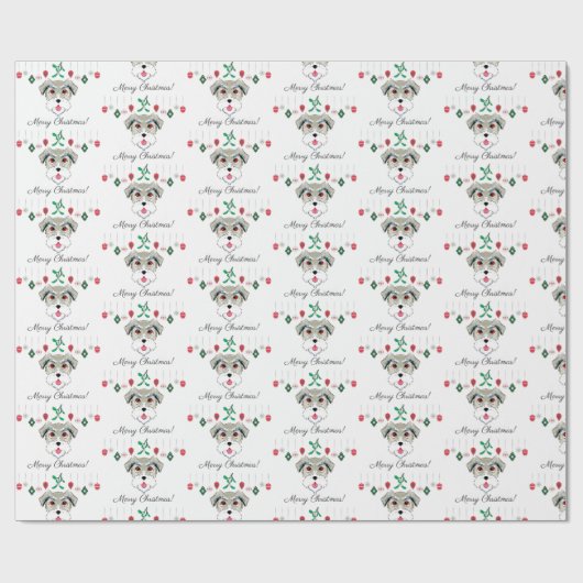 Kerstschnauzer Cadeaupapier (Vlak)