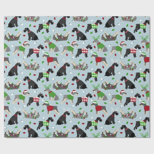 Kerstschnauzer Cadeaupapier (Vlak)