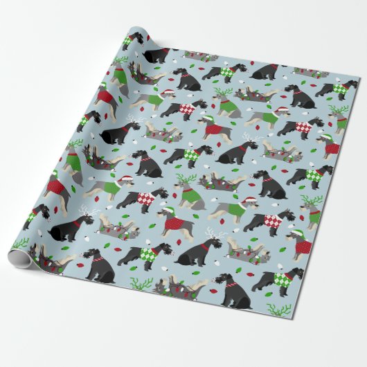 Kerstschnauzer Cadeaupapier (Uitgerold)