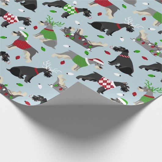 Kerstschnauzer Cadeaupapier (Hoek)