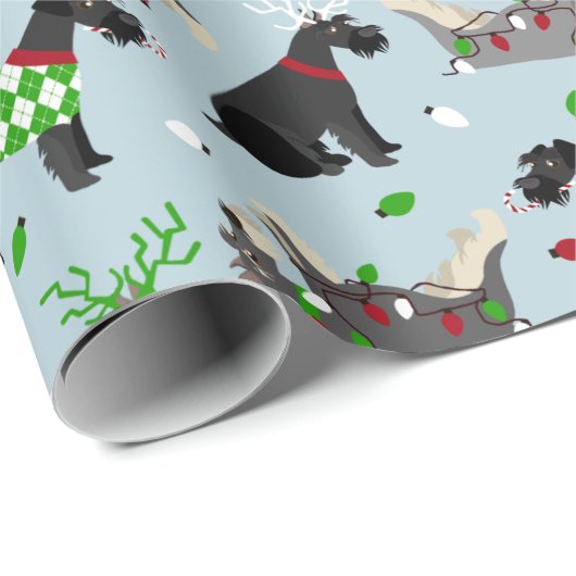 Kerstschnauzer Cadeaupapier (Rol Hoek)