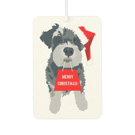 Kerstschnauzer Dog Santa Hat Air Freshener Luchtverfrisser (Voorkant)