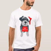 KerstSchnauzer Dog Santa Hat T-Shirt (Voorkant)