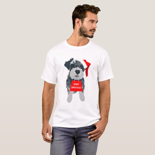 KerstSchnauzer Dog Santa Hat T-Shirt (Voorkant volledig)