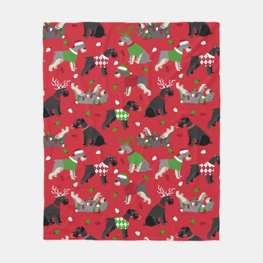 Kerstschnauzer Fleece Blanket (Voorkant)