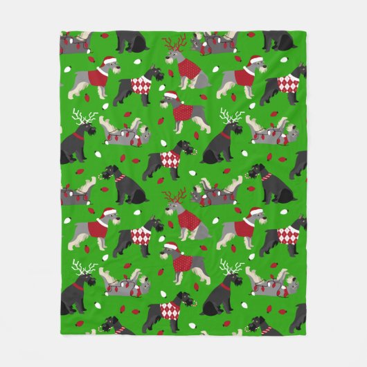 Kerstschnauzer Fleece Blanket (Voorkant)